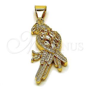 Gold Filled Pendant — Fancy Pendant Bird Design with White and Ruby — main product view — SKU 165109 | Oro Laminado dije — elegante Pendant Bird diseño with blanco and Ruby — SKU 165109