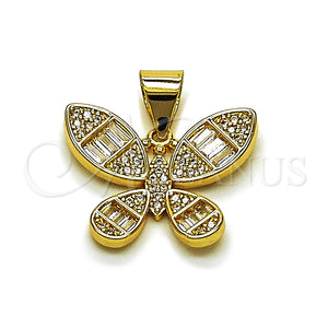 Gold Filled Pendant — Fancy Pendant Butterfly and Baguette Design with White — main product view — SKU 165110 | Oro Laminado dije — elegante Pendant mariposa and Baguette diseño with blanco — SKU 165110