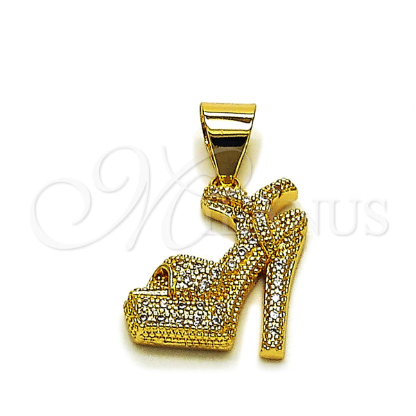 Gold Filled Pendant — Religious Pendant Shoes Design with White Cubic Zirconia — main product view — SKU 165111 | Oro Laminado dije — Religious Pendant Shoes diseño with blanco Cubic Zirconia — SKU 165111