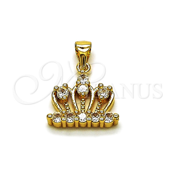 Gold Filled Pendant — Fancy Pendant Crown Design with White Cubic Zirconia — main product view — SKU 165112 | Oro Laminado dije — elegante Pendant Crown diseño with blanco Cubic Zirconia — SKU 165112