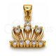 Dije Elegante 05.342.0258 Oro Laminado, Diseño de Corona, con Zirconia Cubica Blanca, Pulido, Tono Dorado