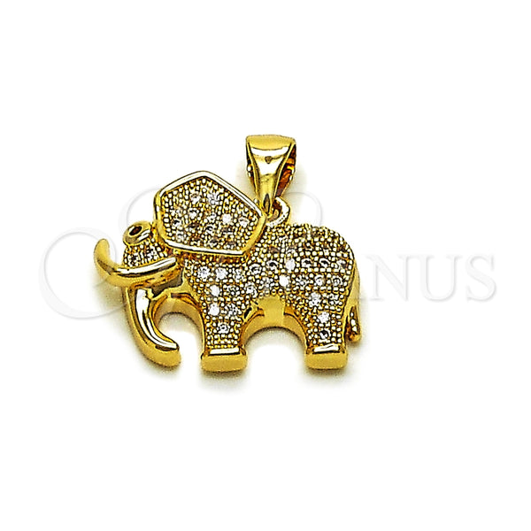 Gold Filled Pendant — Religious Pendant Elephant Design with White and Garnet — main product view — SKU 165113 | Oro Laminado dije — Religious Pendant Elephant diseño with blanco and Garnet — SKU 165113