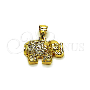 Gold Filled Pendant — Religious Pendant Elephant Design with White Cubic Zirconia — main product view — SKU 165114 | Oro Laminado dije — Religious Pendant Elephant diseño with blanco Cubic Zirconia — SKU 165114