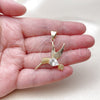 Oro Laminado Fancy Pendant, Gold Filled Style Bird Design, with White Cubic Zirconia, Polished, Golden Finish, 05.342.0262