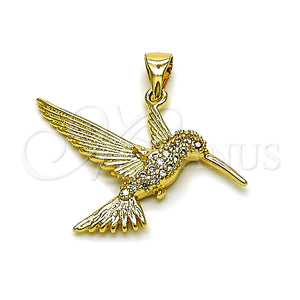 Gold Filled Pendant — Fancy Pendant Bird Design with White and Garnet — main product view — SKU 165117 | Oro Laminado dije — elegante Pendant Bird diseño with blanco and Garnet — SKU 165117