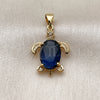 Oro Laminado Fancy Pendant, Gold Filled Style Turtle Design, with Sapphire Blue Cubic Zirconia and White Micro Pave, Polished, Golden Finish, 05.342.0264