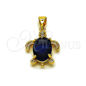 Gold Filled Pendant — Fancy Pendant Turtle Design with Sapphire Blue Cubic — main product view — SKU 165118 | Oro Laminado dije — elegante Pendant Turtle diseño with Sapphire Blue Cubic — SKU 165118
