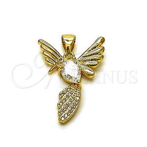 Gold Filled Pendant — Fancy Pendant Bird and Teardrop Design with White — main product view — SKU 165120 | Oro Laminado dije — elegante Pendant Bird and Teardrop diseño with blanco — SKU 165120