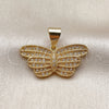 Oro Laminado Fancy Pendant, Gold Filled Style Butterfly Design, with White Cubic Zirconia, Polished, Golden Finish, 05.342.0267