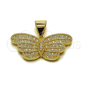 Gold Filled Pendant — Fancy Pendant Butterfly Design with White Cubic Zirconia — main product view — SKU 165121 | Oro Laminado dije — elegante Pendant mariposa diseño with blanco Cubic Zirconia — SKU 165121