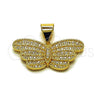 Oro Laminado Fancy Pendant, Gold Filled Style Butterfly Design, with White Cubic Zirconia, Polished, Golden Finish, 05.342.0267