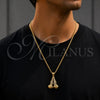 Oro Laminado Fancy Pendant, Gold Filled Style Praying Hands Design, with White Cubic Zirconia, Polished, Golden Finish, 05.342.0270