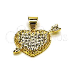 Gold Filled Pendant — Fancy Pendant Heart and Arrow Design with White — main product view — SKU 165125 | Oro Laminado dije — elegante Pendant corazón and Arrow diseño with blanco — SKU 165125
