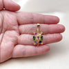 Oro Laminado Fancy Pendant, Gold Filled Style Turtle Design, with Multicolor Cubic Zirconia and White Micro Pave, Polished, Golden Finish, 05.342.0276