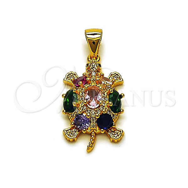 Gold Filled Pendant — Fancy Pendant Turtle Design with Multicolor Cubic Zirconia — main product view — SKU 165130 | Oro Laminado dije — elegante Pendant Turtle diseño with Multicolor Cubic Zirconia — SKU 165130