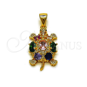 Gold Filled Pendant — Fancy Pendant Turtle Design with Multicolor Cubic Zirconia — main product view — SKU 165130 | Oro Laminado dije — elegante Pendant Turtle diseño with Multicolor Cubic Zirconia — SKU 165130