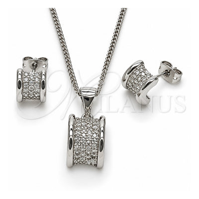 White Gold Filled Earring and Pendant Adult Set, with White Micro Pave, Polished, Rhodium Finish, 10.342.0282.1