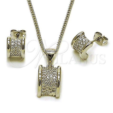 Rhodium Gold Filled Earring and Pendant Adult Set, with White Micro Pave, Polished, Rhodium Finish, 10.342.0282.1