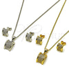 Rhodium Gold Filled Earring and Pendant Adult Set, with White Micro Pave, Polished, Rhodium Finish, 10.342.0282.1