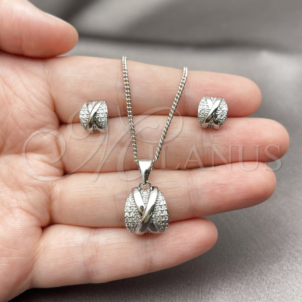 White Gold Filled Ring — Earring and Pendant Adult Set with White Micro — alternate product view — SKU 165133 | Oro Laminado Blanco anillo — Earring and Pendant Adult Set with blanco Micro — SKU 165133