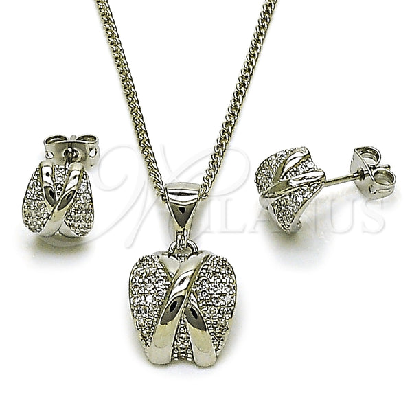 White Gold Filled Ring — Earring and Pendant Adult Set with White Micro — main product view — SKU 165133 | Oro Laminado Blanco anillo — Earring and Pendant Adult Set with blanco Micro — SKU 165133