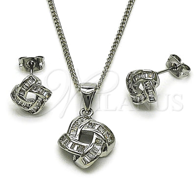 Juego de Aretes y Dije 10.342.0080.1 de Oro Laminado Blanco por Mayoreo, vista principal del producto