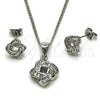 Rhodium Gold Filled Earring and Pendant Adult Set, Love Knot and Baguette Design, with White Cubic Zirconia, Polished, Rhodium Finish, 10.342.0080.1