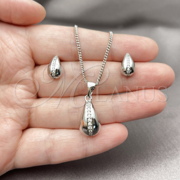 White Gold Filled Ring — Earring and Pendant Adult Set Teardrop Design with — alternate product view — SKU 165135 | Oro Laminado Blanco anillo — Earring and Pendant Adult Set Teardrop diseño with — SKU 165135