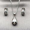 Rhodium Gold Filled Earring and Pendant Adult Set, Teardrop Design, with White Micro Pave, Polished, Rhodium Finish, 10.342.0163.1