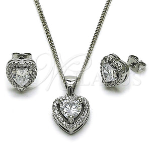 White Gold Filled Ring — Earring and Pendant Adult Set Heart and Cluster — main product view — SKU 165136 | Oro Laminado Blanco anillo — Earring and Pendant Adult Set corazón and Cluster — SKU 165136