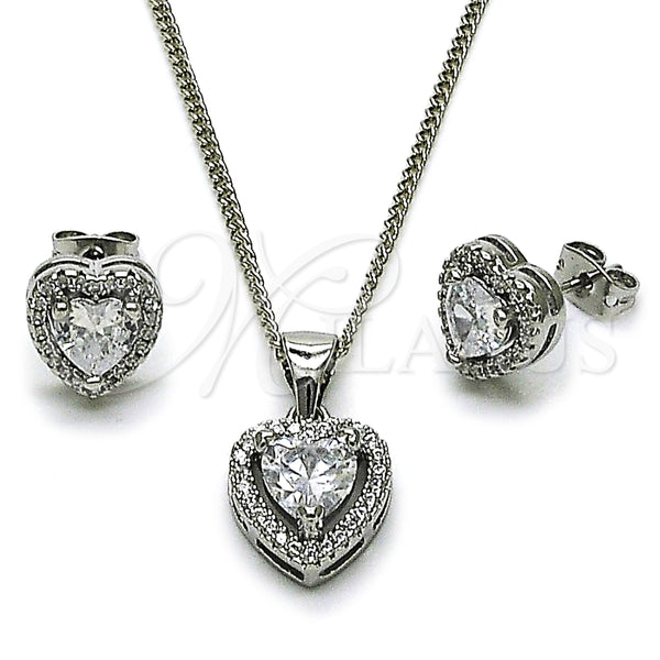 White Gold Filled Ring — Earring and Pendant Adult Set Heart and Cluster — main product view — SKU 165136 | Oro Laminado Blanco anillo — Earring and Pendant Adult Set corazón and Cluster — SKU 165136