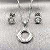Rhodium Gold Filled Earring and Pendant Adult Set, with White Cubic Zirconia and White Micro Pave, Polished, Rhodium Finish, 10.342.0284