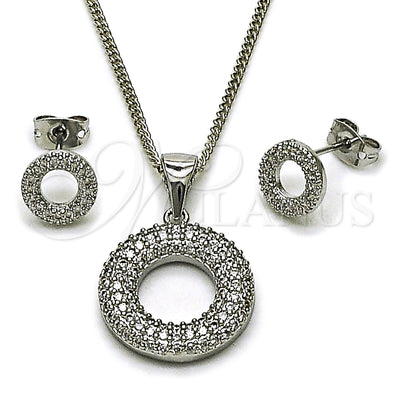 Juego de Aretes y Dije 10.342.0284 de Oro Laminado Blanco por Mayoreo, vista principal del producto