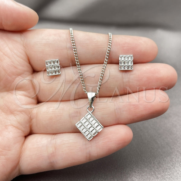 White Gold Filled Ring — Earring and Pendant Adult Set Baguette Design with — alternate product view — SKU 165138 | Oro Laminado Blanco anillo — Earring and Pendant Adult Set Baguette diseño with — SKU 165138