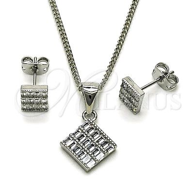 Juego de Aretes y Dije 10.342.0285 de Oro Laminado Blanco por Mayoreo, vista principal del producto