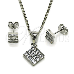 White Gold Filled Ring — Earring and Pendant Adult Set Baguette Design with — main product view — SKU 165138 | Oro Laminado Blanco anillo — Earring and Pendant Adult Set Baguette diseño with — SKU 165138