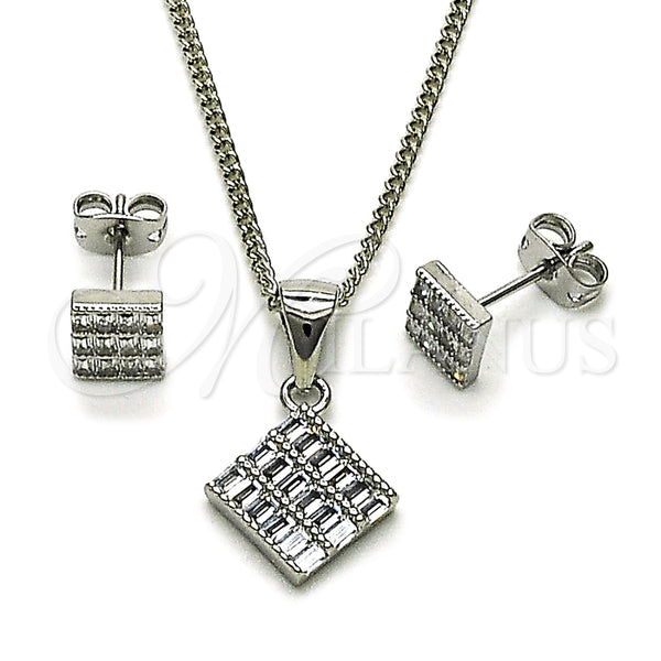 White Gold Filled Ring — Earring and Pendant Adult Set Baguette Design with — main product view — SKU 165138 | Oro Laminado Blanco anillo — Earring and Pendant Adult Set Baguette diseño with — SKU 165138