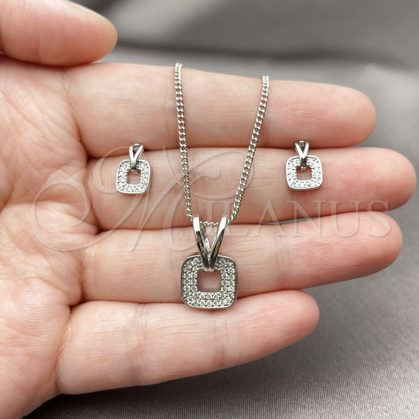 White Gold Filled Ring — Earring and Pendant Adult Set with White Micro — alternate product view — SKU 165139 | Oro Laminado Blanco anillo — Earring and Pendant Adult Set with blanco Micro — SKU 165139