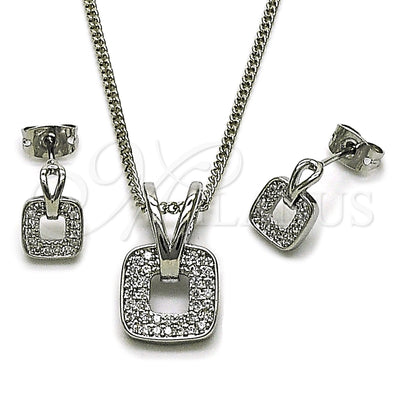 Juego de Aretes y Dije 10.342.0286 de Oro Laminado Blanco por Mayoreo, vista principal del producto