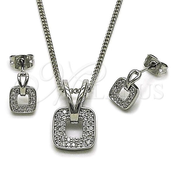 White Gold Filled Ring — Earring and Pendant Adult Set with White Micro — main product view — SKU 165139 | Oro Laminado Blanco anillo — Earring and Pendant Adult Set with blanco Micro — SKU 165139