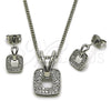 Rhodium Gold Filled Earring and Pendant Adult Set, with White Micro Pave, Polished, Rhodium Finish, 10.342.0286