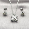 Rhodium Gold Filled Earring and Pendant Adult Set, Baguette and Love Knot Design, with White Cubic Zirconia, Polished, Rhodium Finish, 10.342.0223.1