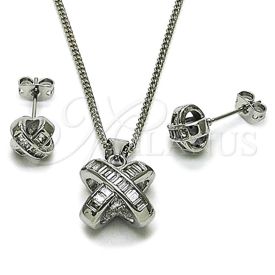 Juego de Aretes y Dije 10.342.0223.1 de Oro Laminado Blanco por Mayoreo, vista principal del producto