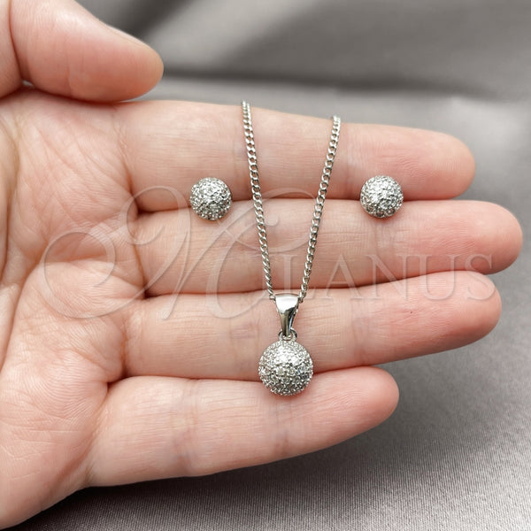 White Gold Filled Ring — Earring and Pendant Adult Set Ball Design with — alternate product view — SKU 165141 | Oro Laminado Blanco anillo — Earring and Pendant Adult Set Ball diseño with — SKU 165141