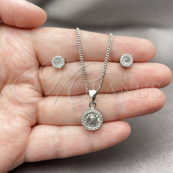 White Gold Filled Ring — Earring and Pendant Adult Set Cluster Design with — alternate product view — SKU 165142 | Oro Laminado Blanco anillo — Earring and Pendant Adult Set Cluster diseño with — SKU 165142