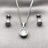 Rhodium Gold Filled Earring and Pendant Adult Set, Cluster Design, with White Cubic Zirconia and White Micro Pave, Polished, Rhodium Finish, 10.342.0288