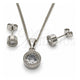 White Gold Filled Earring and Pendant Adult Set, Cluster Design, with White Cubic Zirconia and White Micro Pave, Polished, Rhodium Finish, 10.342.0288