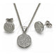 White Gold Filled Earring and Pendant Adult Set, Cluster Design, with White Micro Pave, Polished, Rhodium Finish, 10.342.0289