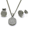 Rhodium Gold Filled Earring and Pendant Adult Set, Cluster Design, with White Micro Pave, Polished, Rhodium Finish, 10.342.0289