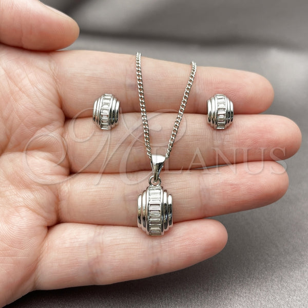 White Gold Filled Ring — Earring and Pendant Adult Set Baguette Design with — alternate product view — SKU 165144 | Oro Laminado Blanco anillo — Earring and Pendant Adult Set Baguette diseño with — SKU 165144